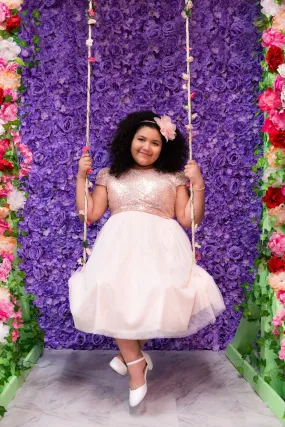 410  Sequin Mesh Pleated Plus Size Girls Dress