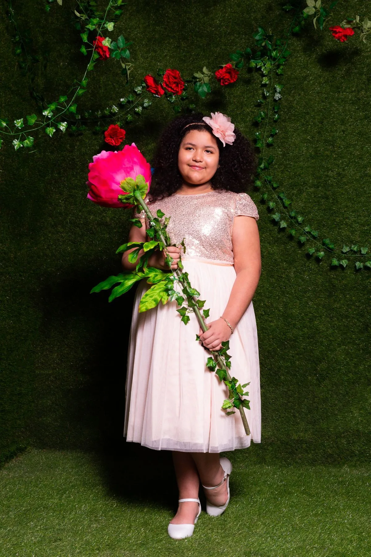 410  Sequin Mesh Pleated Plus Size Girls Dress