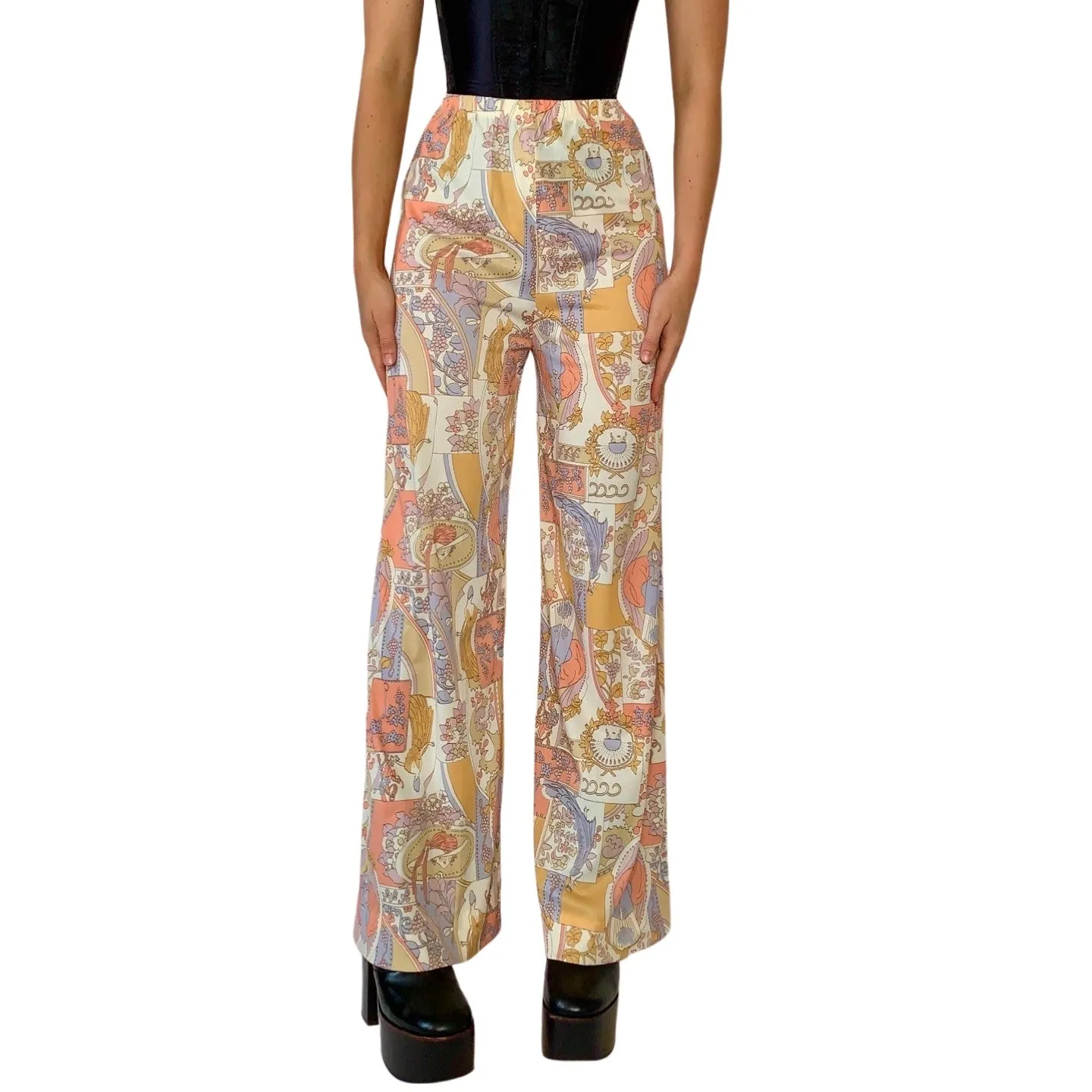 70s Novelty Print Pants (XS/S)