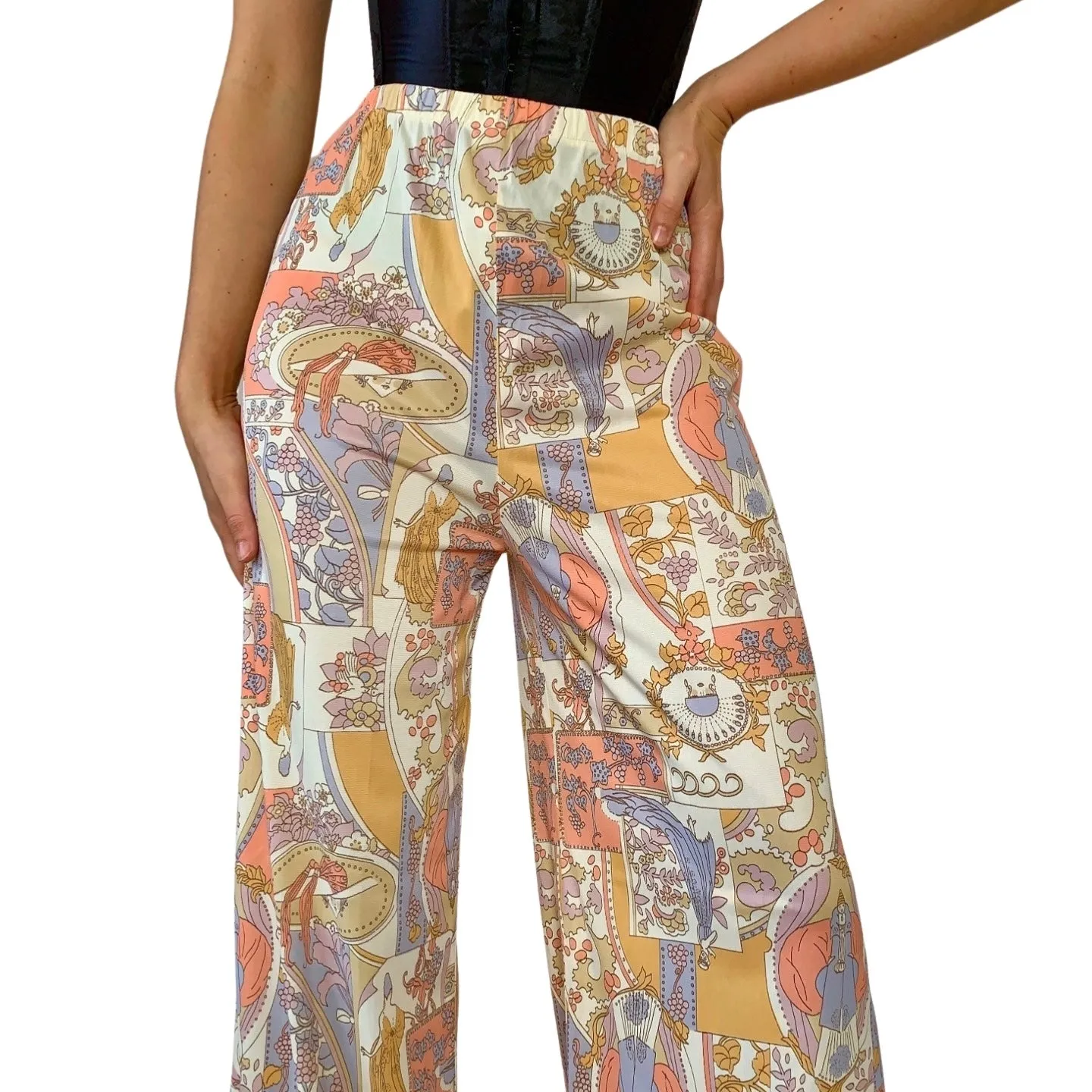 70s Novelty Print Pants (XS/S)