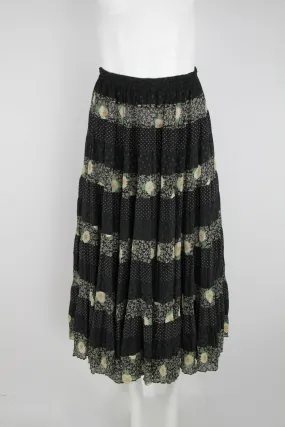 90s tiered floral and dotted skirt - S