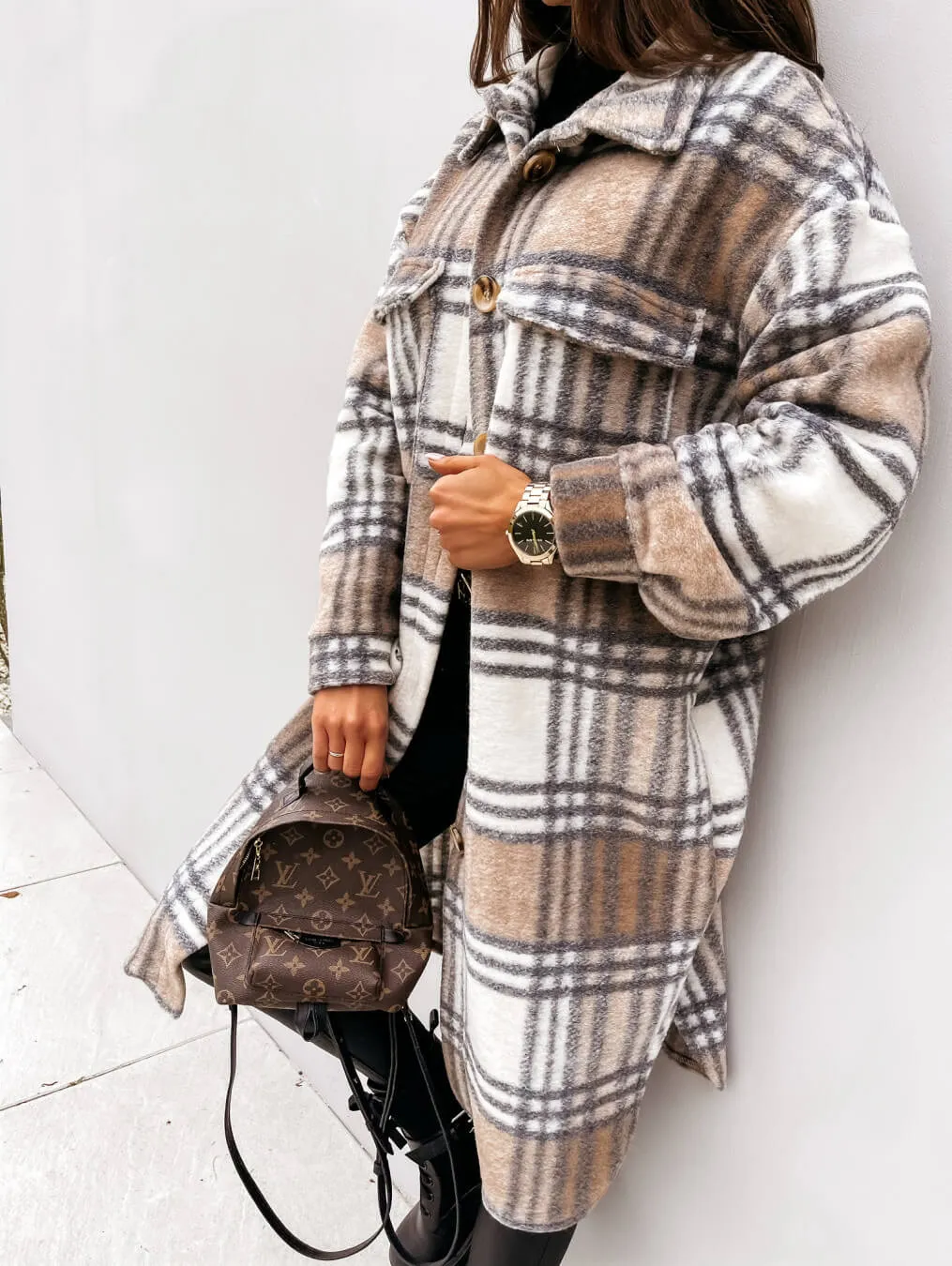 Ailsa Fall 2021 Plaid Long Button Shacket Too  Colors!