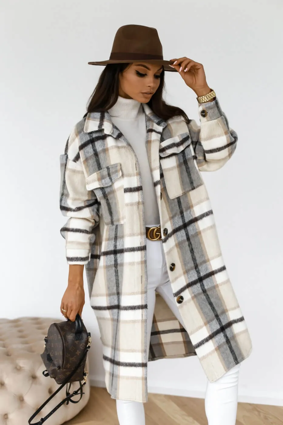 Ailsa Fall 2021 Plaid Long Button Shacket Too  Colors!