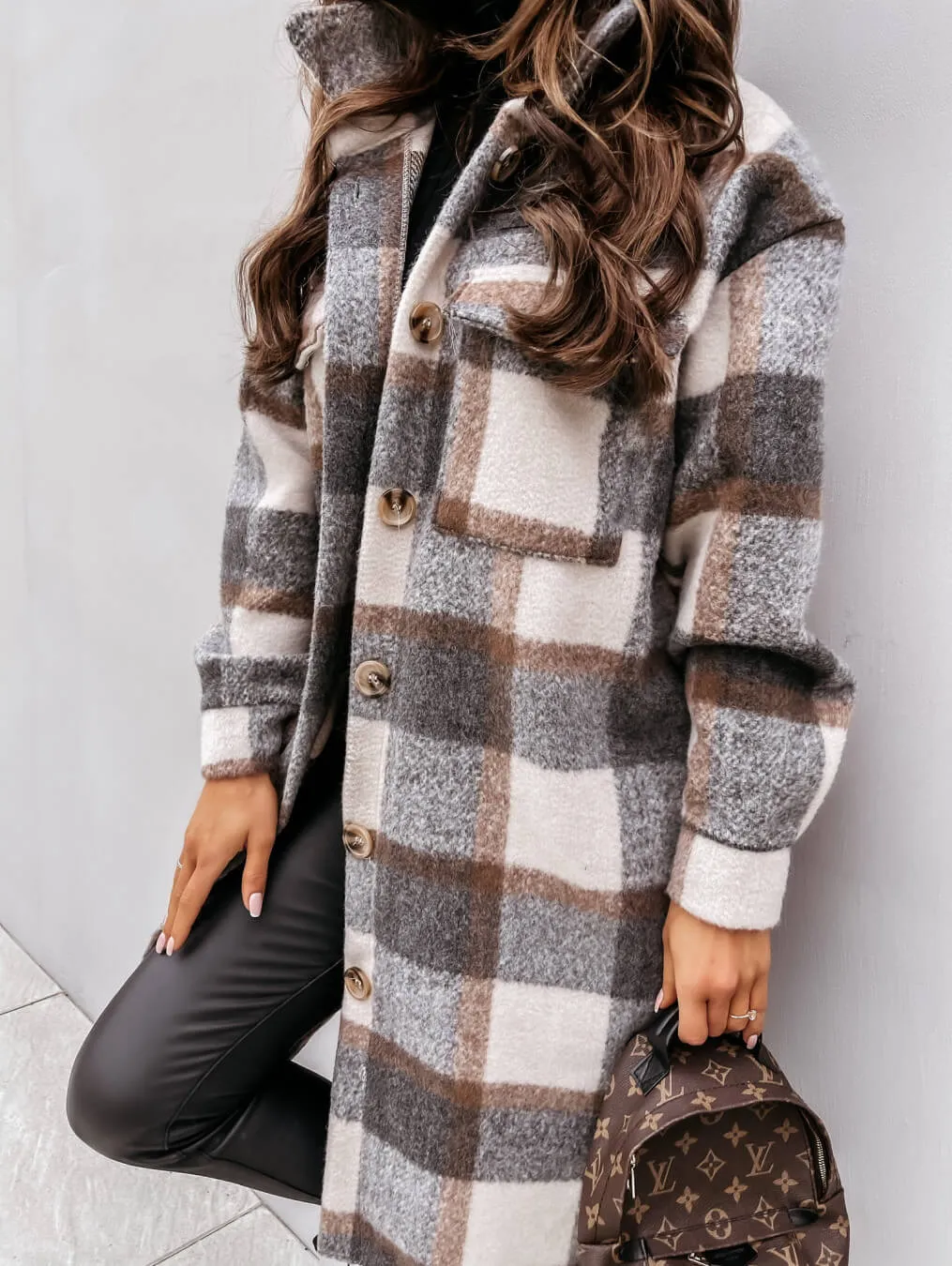 Ailsa Fall 2021 Plaid Long Button Shacket Too  Colors!