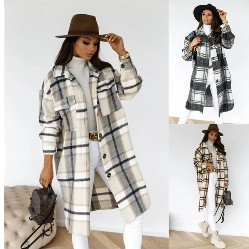 Ailsa Fall 2021 Plaid Long Button Shacket Too  Colors!
