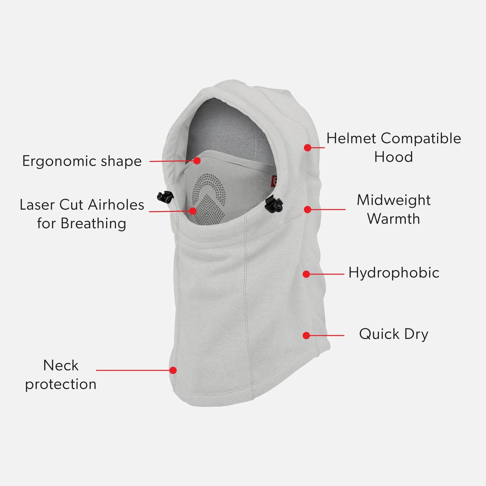 Airhole Laser Polar Fleece Airhood - Silver