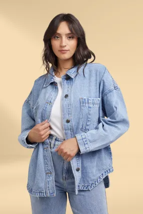 All About Eve Dale Shacket Light Blue