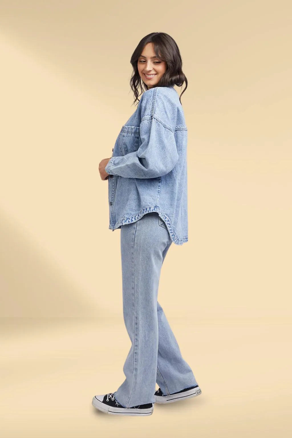 All About Eve Dale Shacket Light Blue