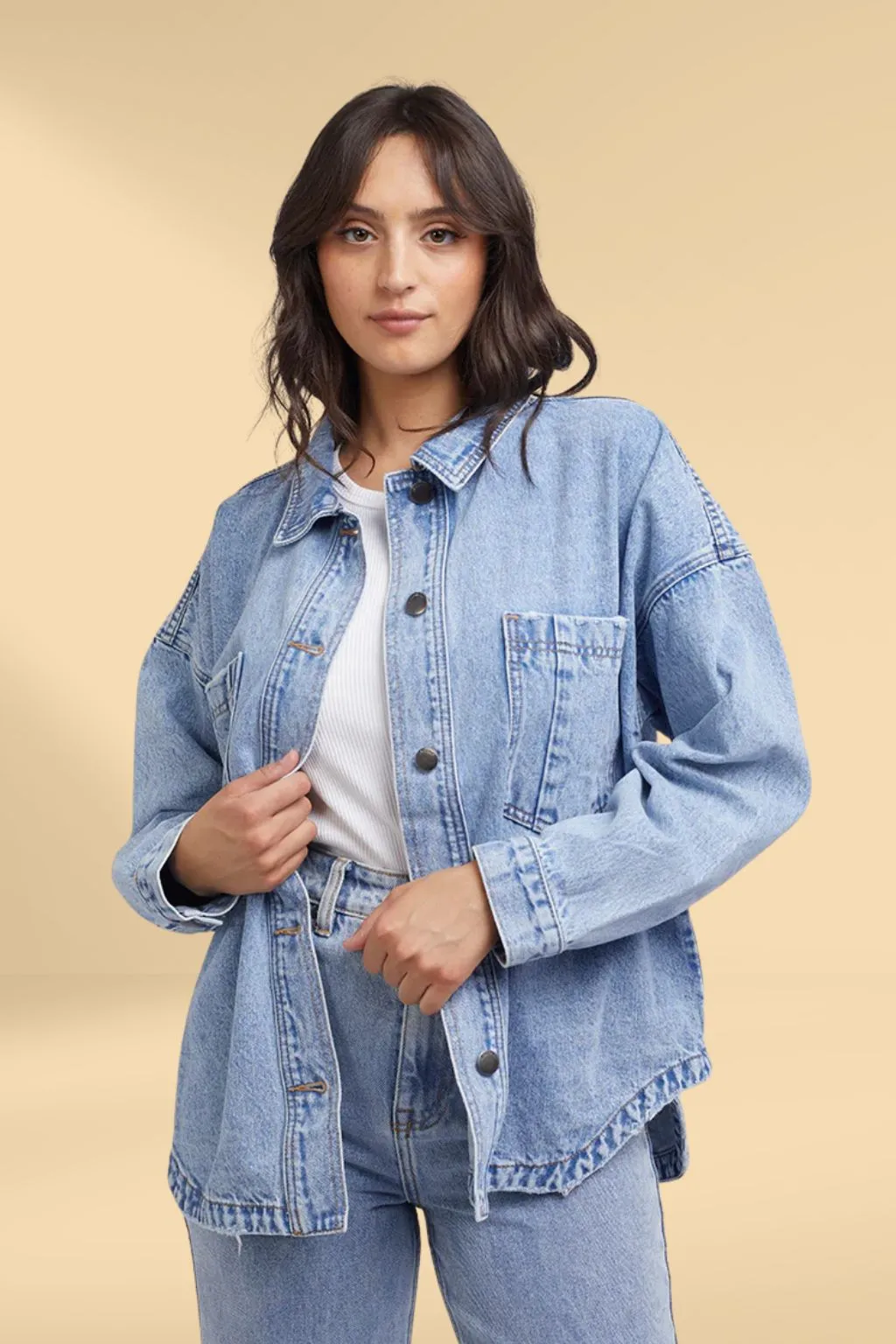 All About Eve Dale Shacket Light Blue