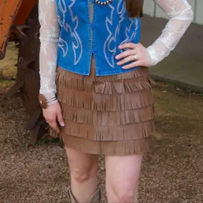 All About Fringe Mocha Skirt