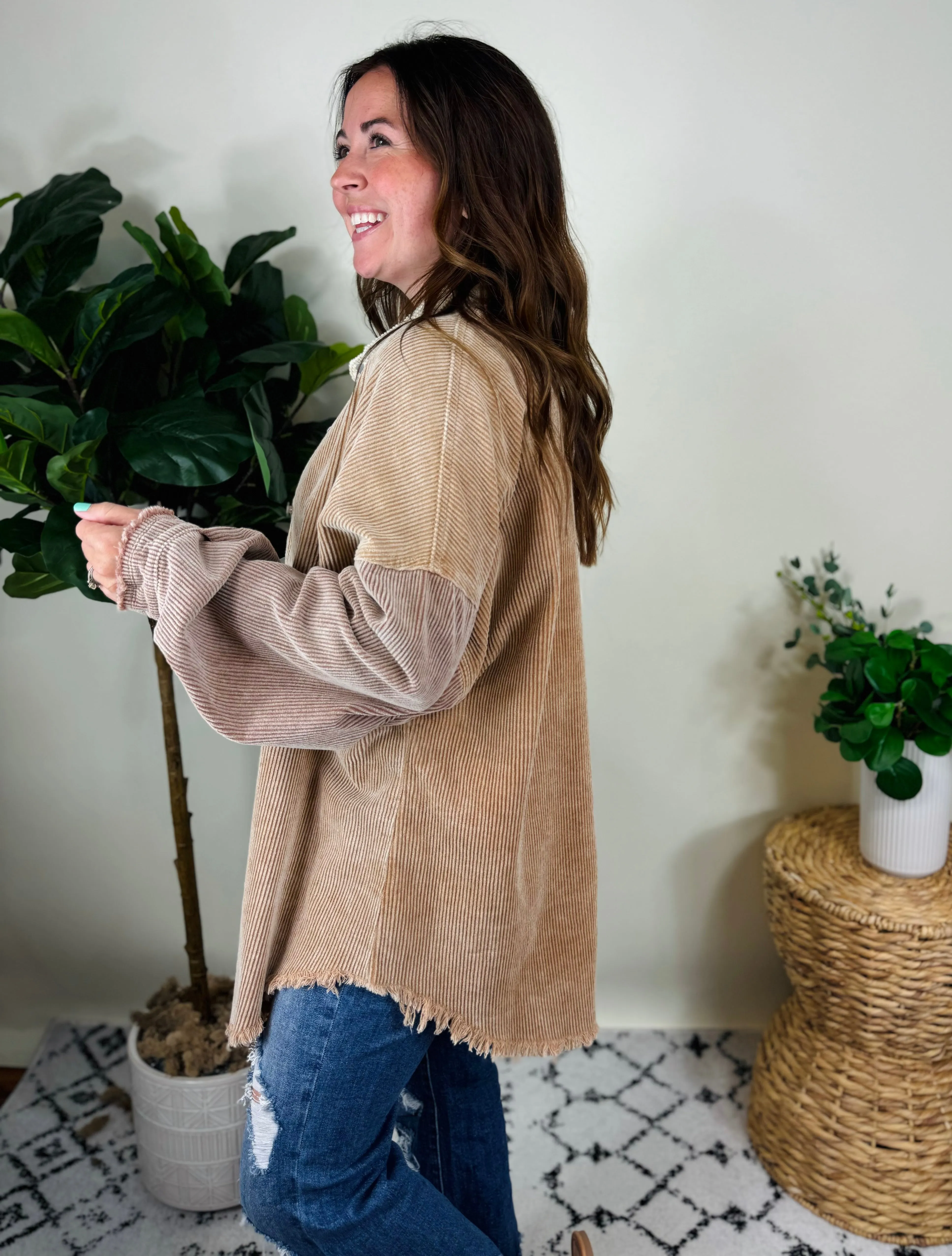 Almond Caramel Corduroy Shacket