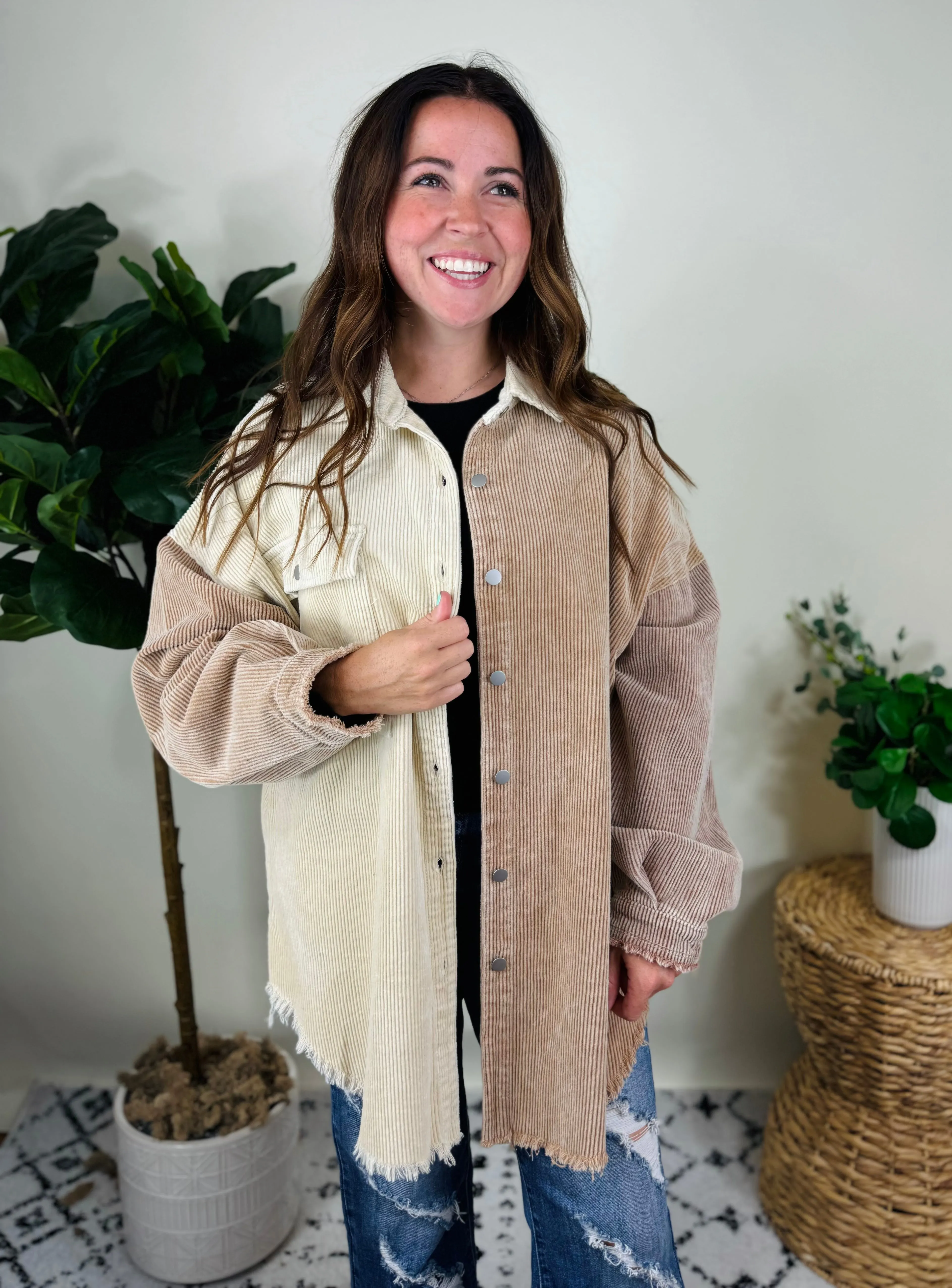 Almond Caramel Corduroy Shacket