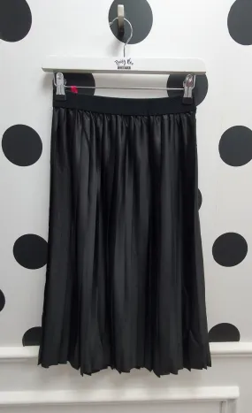 Amber Black Satin Pleated Skirt