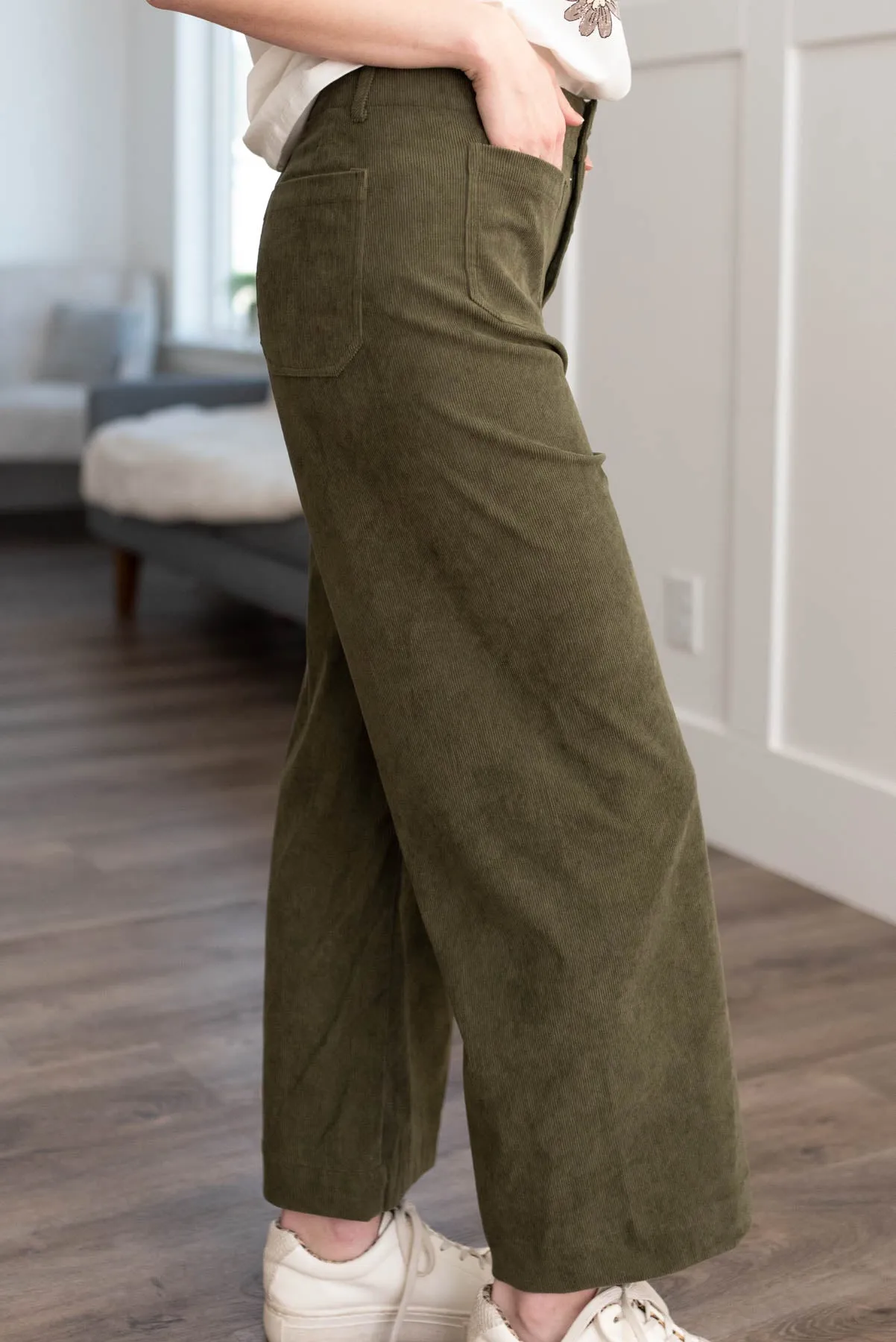 Amia Olive Corduroy Pants