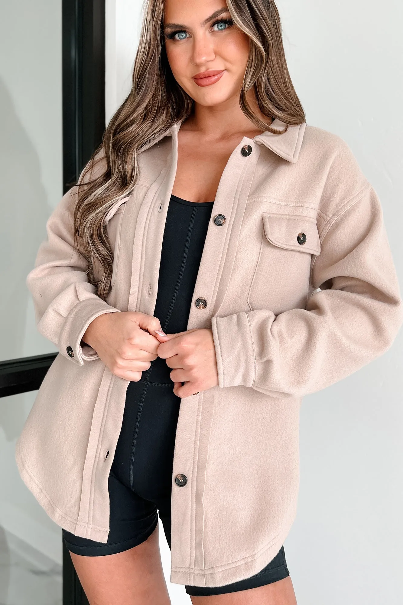 Asking For A Friend Fleece Shacket (Taupe)