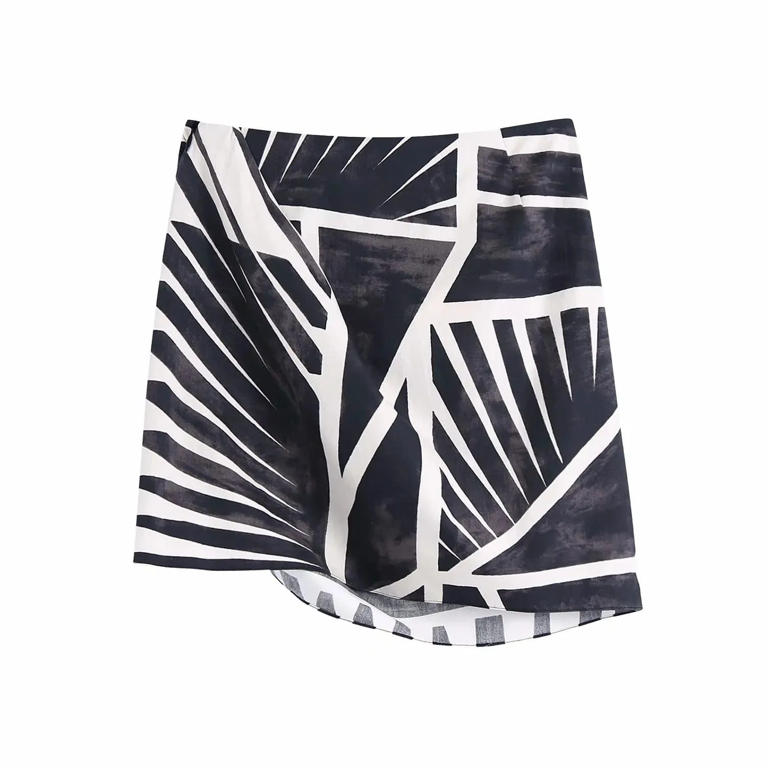 ASYMMETRIC HEM HIGH WAIST MINI SKIRT
