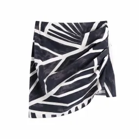 ASYMMETRIC HEM HIGH WAIST MINI SKIRT
