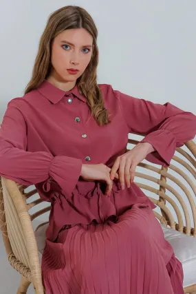 BGD Women Pleated Skirt Suit Set - Rose Pink - Avondale