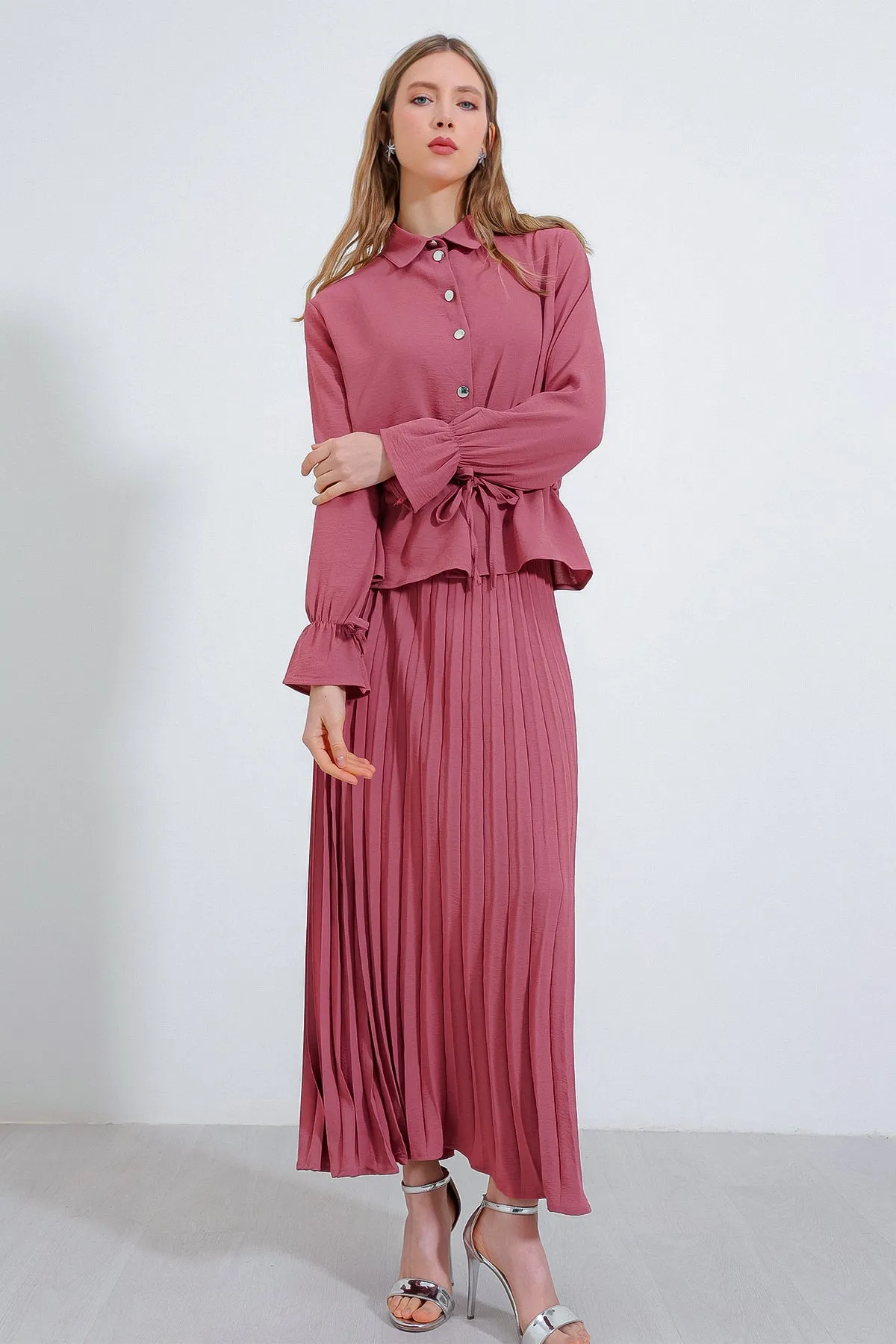 BGD Women Pleated Skirt Suit Set - Rose Pink - Avondale