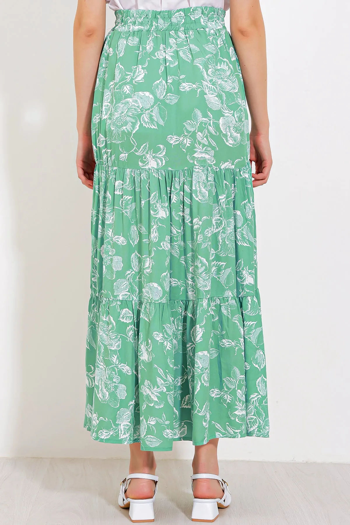 BGD Women Woman Çağla Patterned Long Viscose Skirt 1898 - Avondale