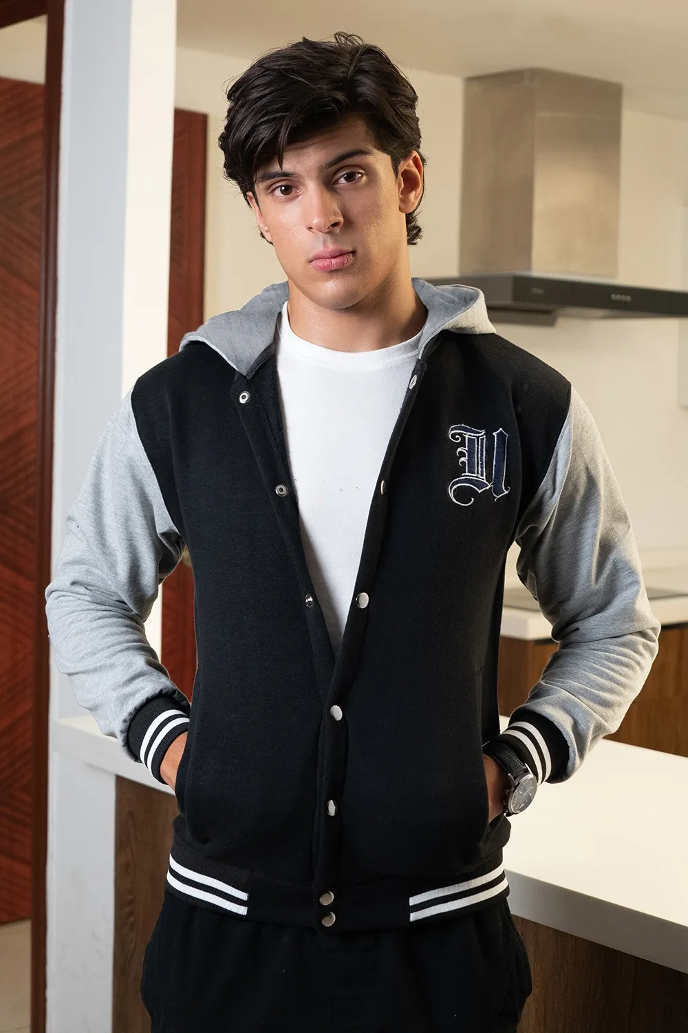 Black Grey Varsity Jacket