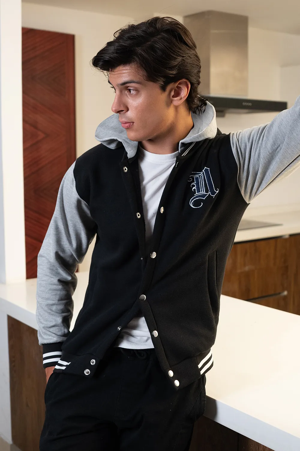 Black Grey Varsity Jacket