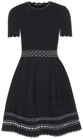 Black Perforated Knit Dress