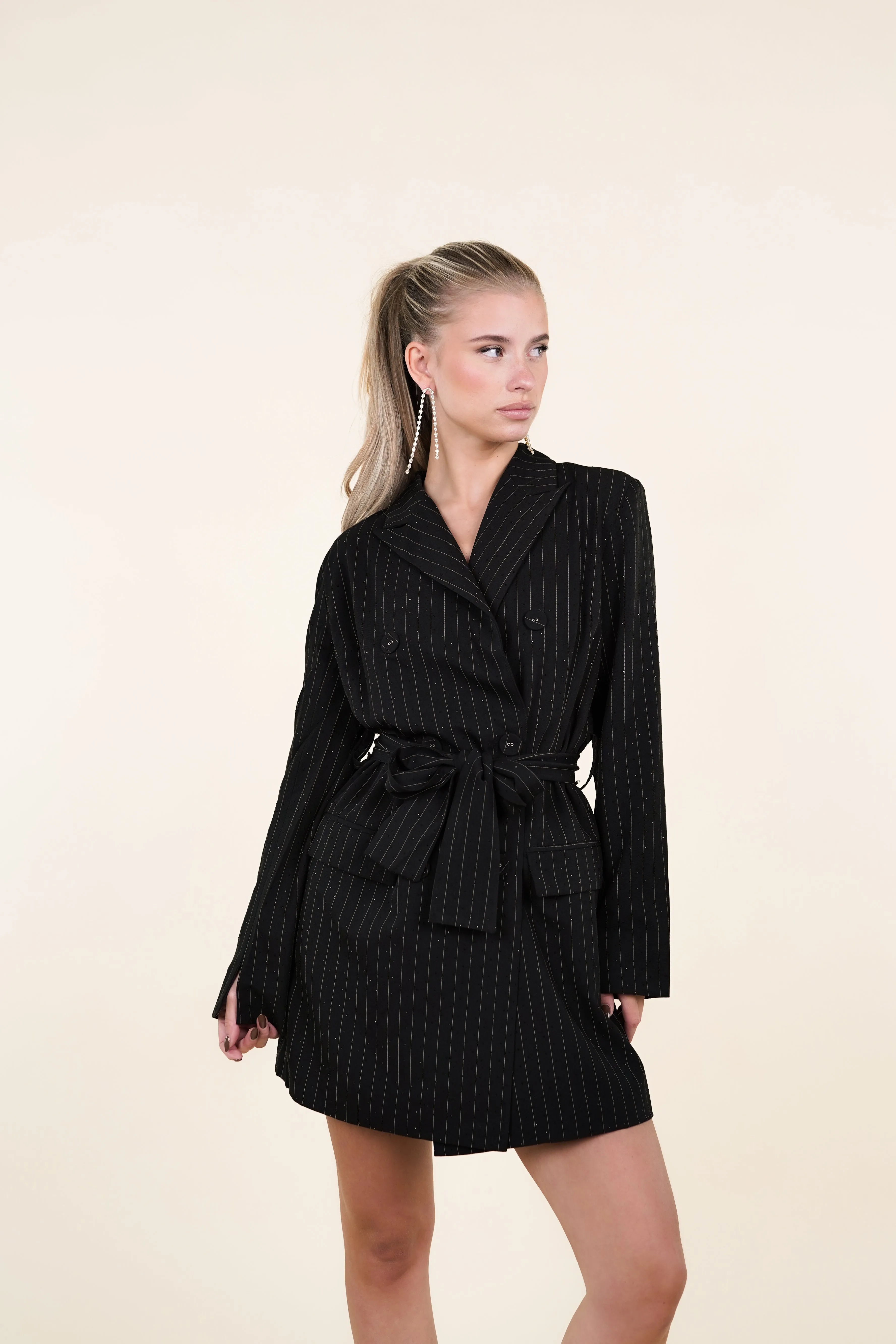 Blazer jurk strass zwart - Lucia