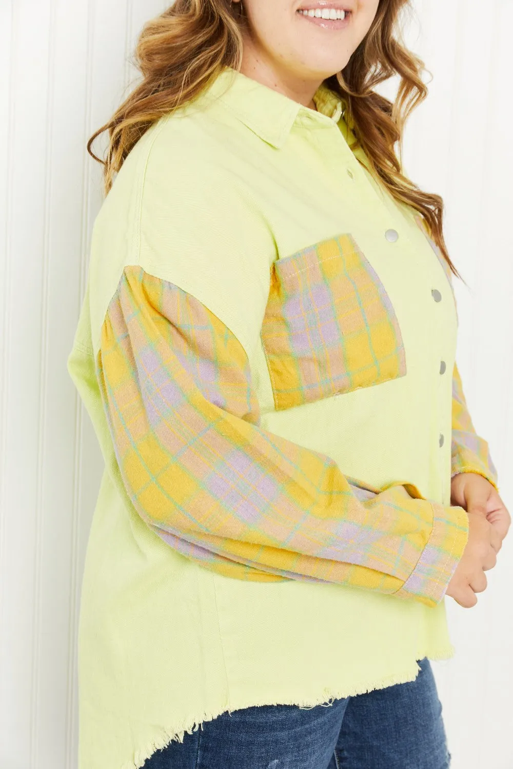 Bright Autumn Contrast Plaid Twill Shacket
