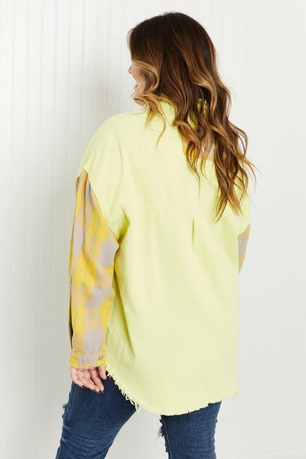Bright Autumn Contrast Plaid Twill Shacket