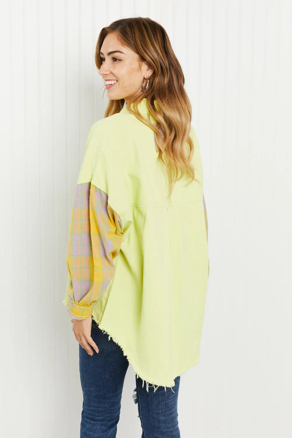 Bright Autumn Contrast Plaid Twill Shacket