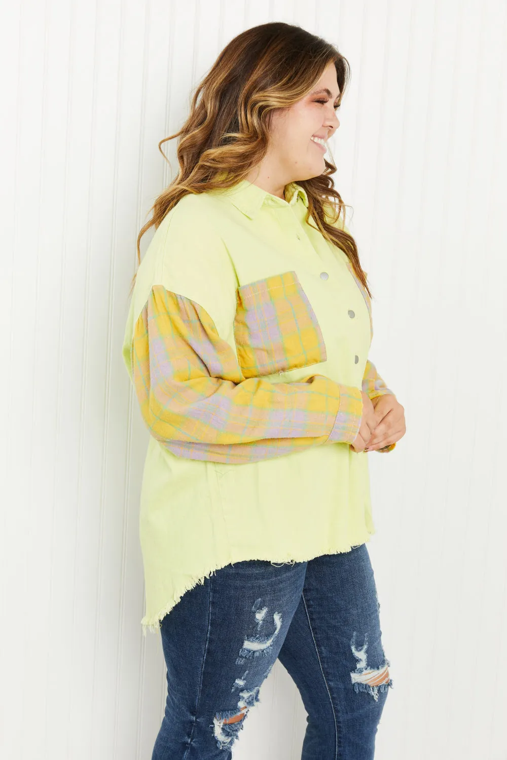 Bright Autumn Contrast Plaid Twill Shacket