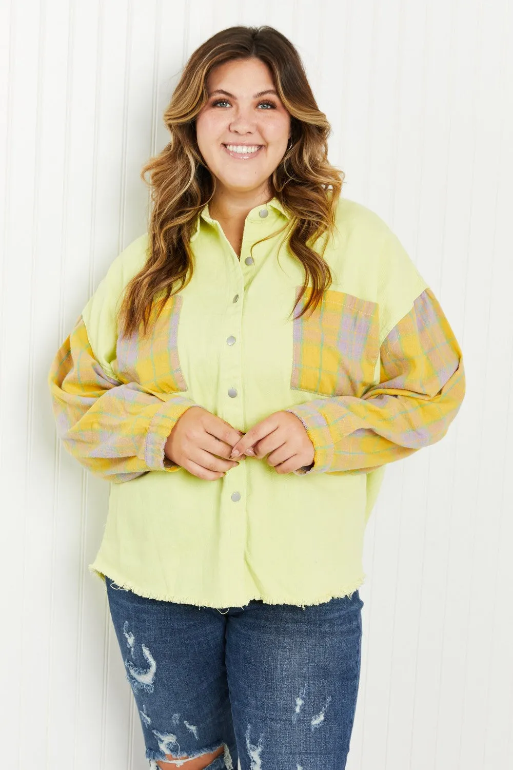 Bright Autumn Contrast Plaid Twill Shacket