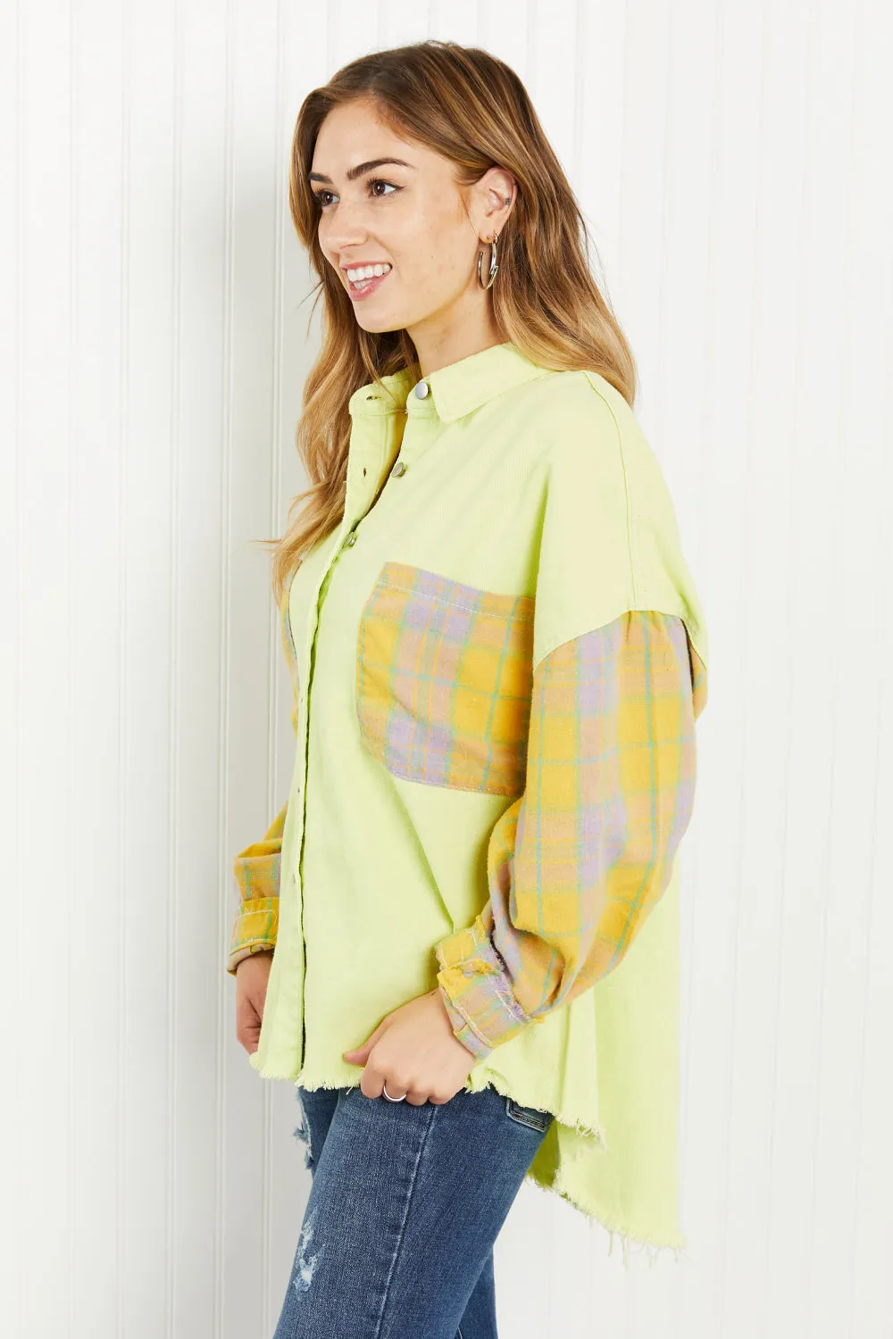 Bright Autumn Contrast Plaid Twill Shacket