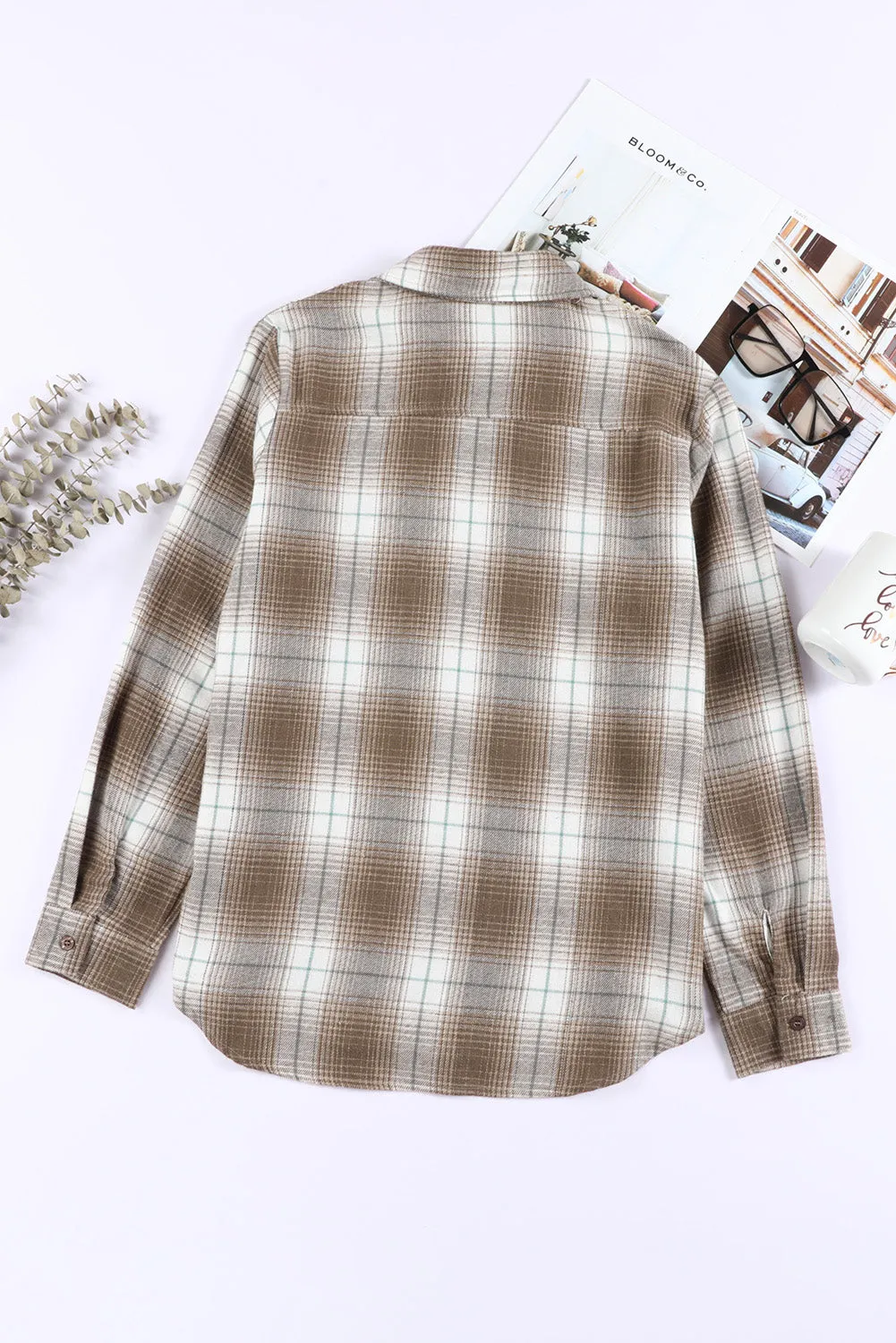 Brown Fantasy Plaid Button Up Shirt