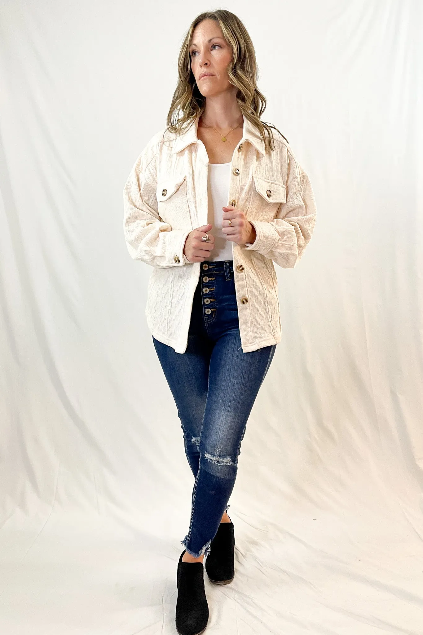 Cable Knit Casual Shacket | 4 Colors - All Sales Final