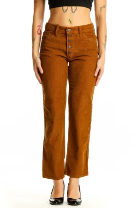 Caramel Corduroy Button-Front Pants