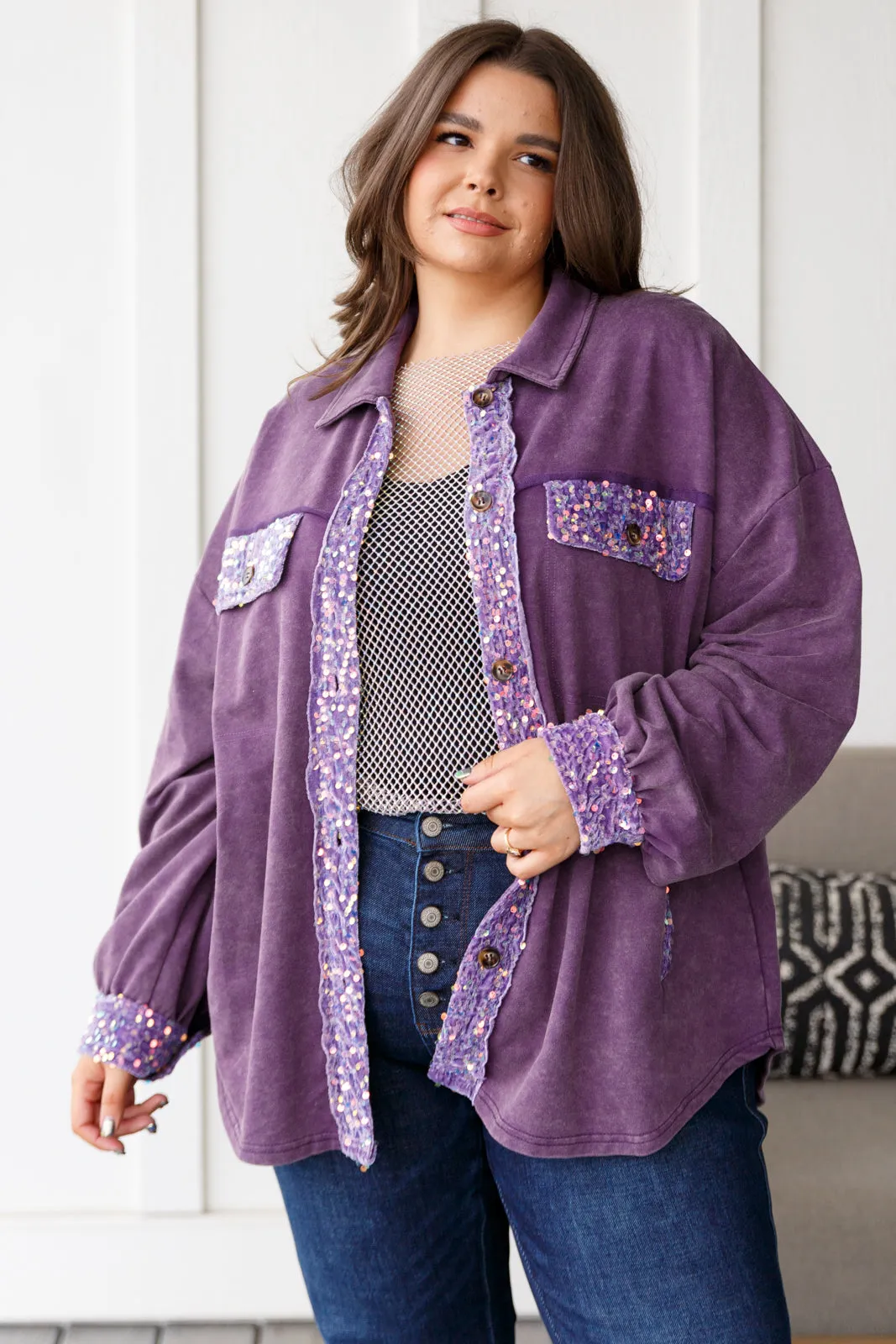Chaos of Sequins Shacket in Purple - 9/20/2024