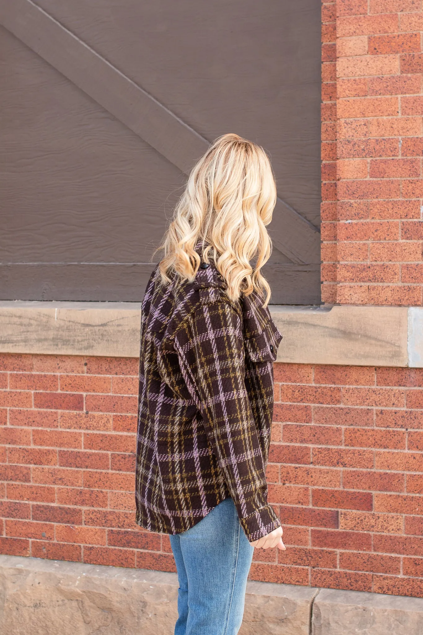Chocolate Brown Plaid Shacket