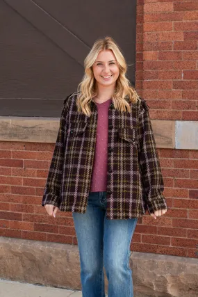 Chocolate Brown Plaid Shacket