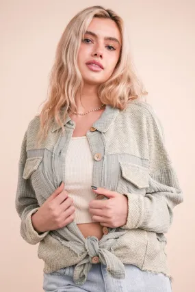 Connor Mineral Washed Oversized Gauze Shacket Jacket