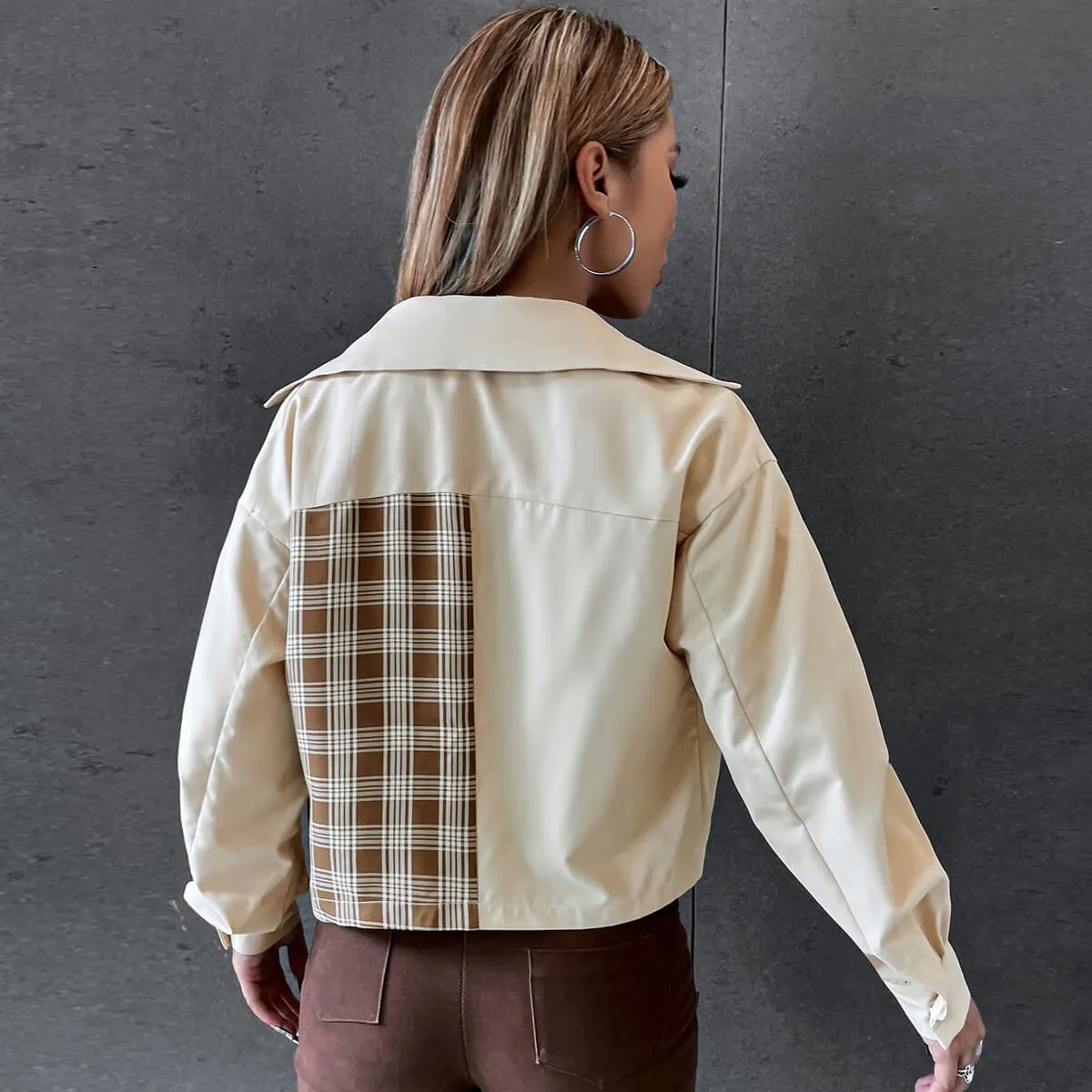 Corduroy & Plaid Shacket Jacket Top