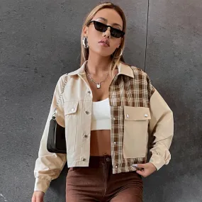 Corduroy & Plaid Shacket Jacket Top
