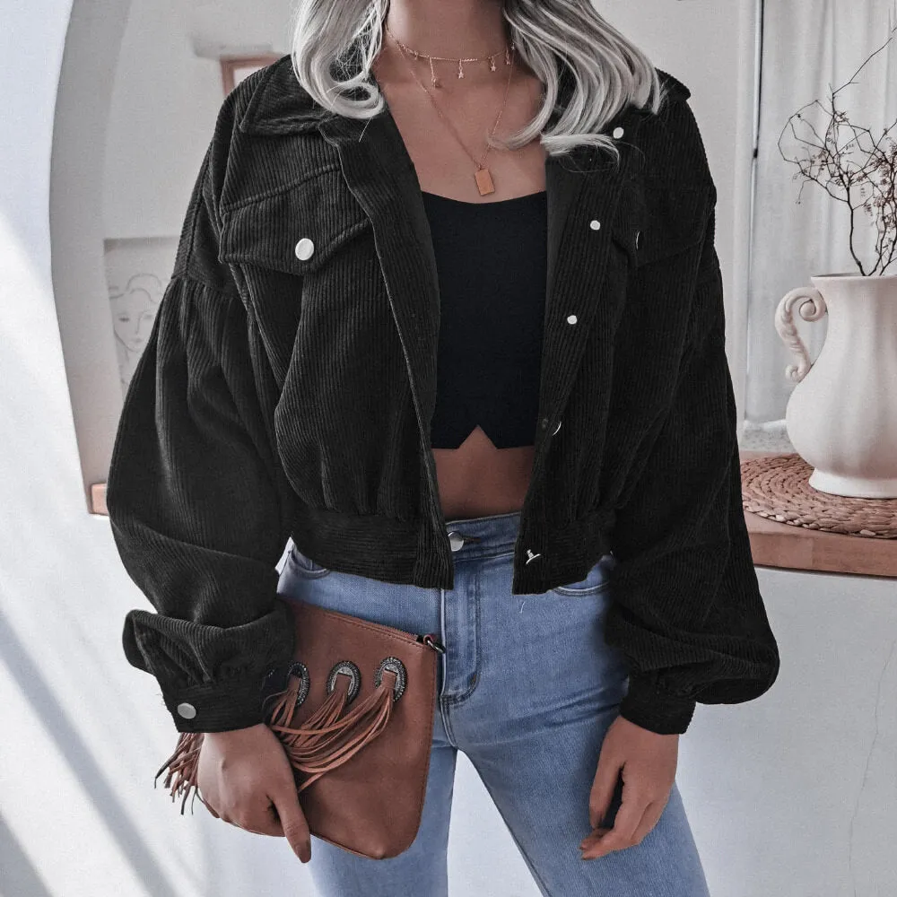 Corduroy Latern Sleeve Shacket Top  COLORS