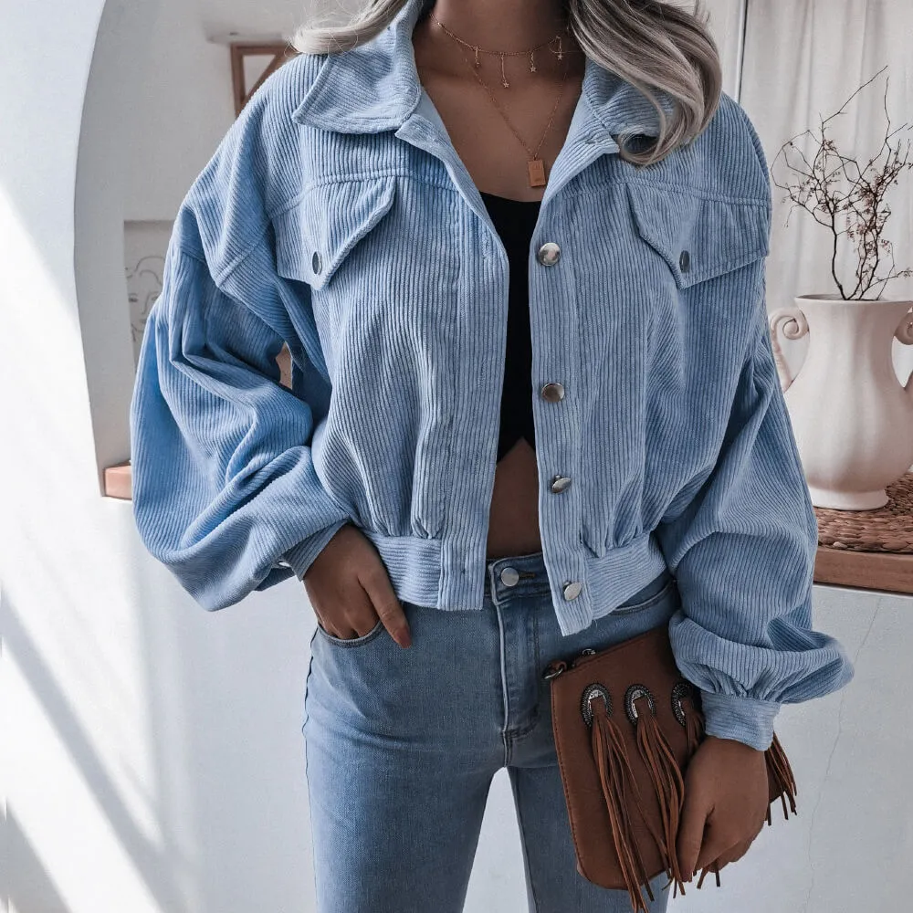 Corduroy Latern Sleeve Shacket Top  COLORS