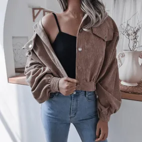 Corduroy Latern Sleeve Shacket Top  COLORS