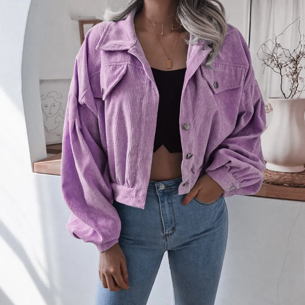 Corduroy Latern Sleeve Shacket Top  COLORS