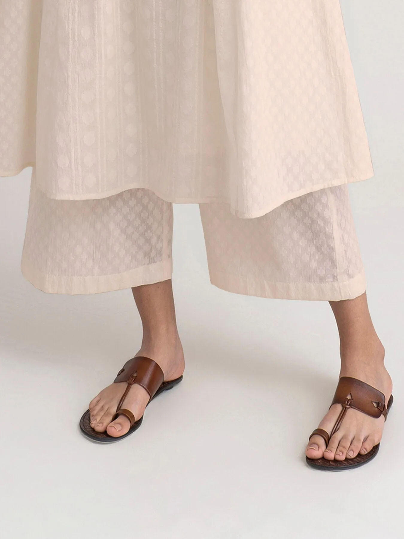 Cotton Jacquard Kurta Set - White
