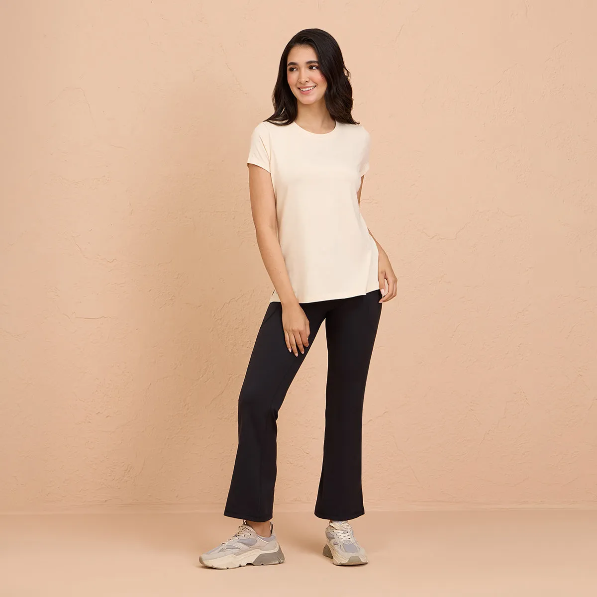 Cotton Stretch T-Shirt-Super Comfy & Flattering-NYLE216-Off White