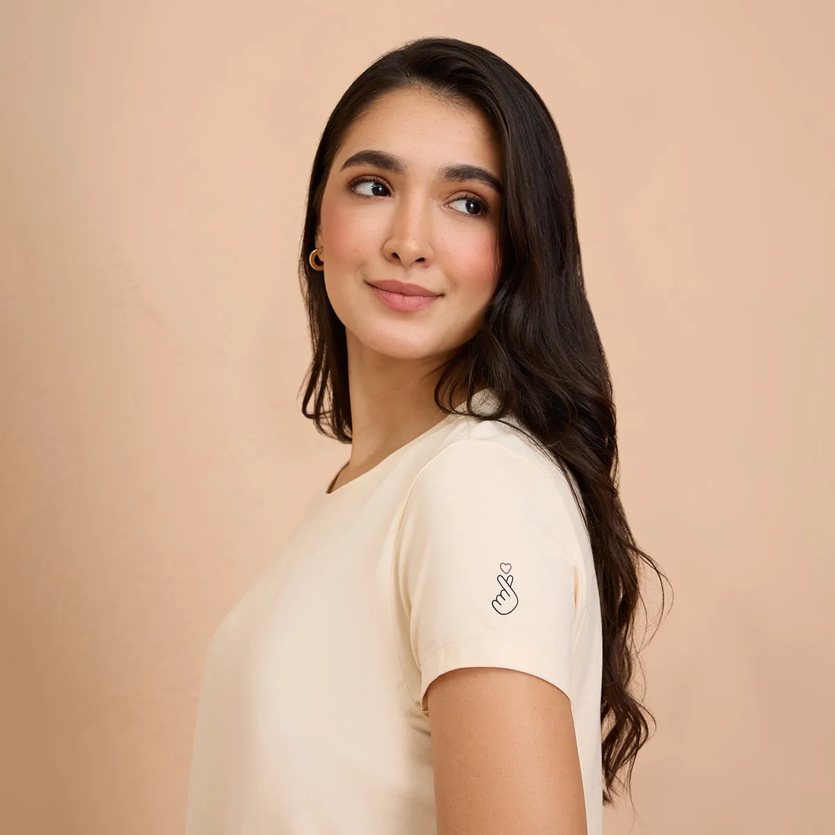 Cotton Stretch T-Shirt-Super Comfy & Flattering-NYLE216-Off White